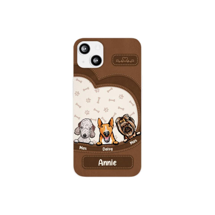 Leather Pattern Dog Mom - Personalized Gifts for Custom Dog Phone Case for Dog Mom, Dog Lovers