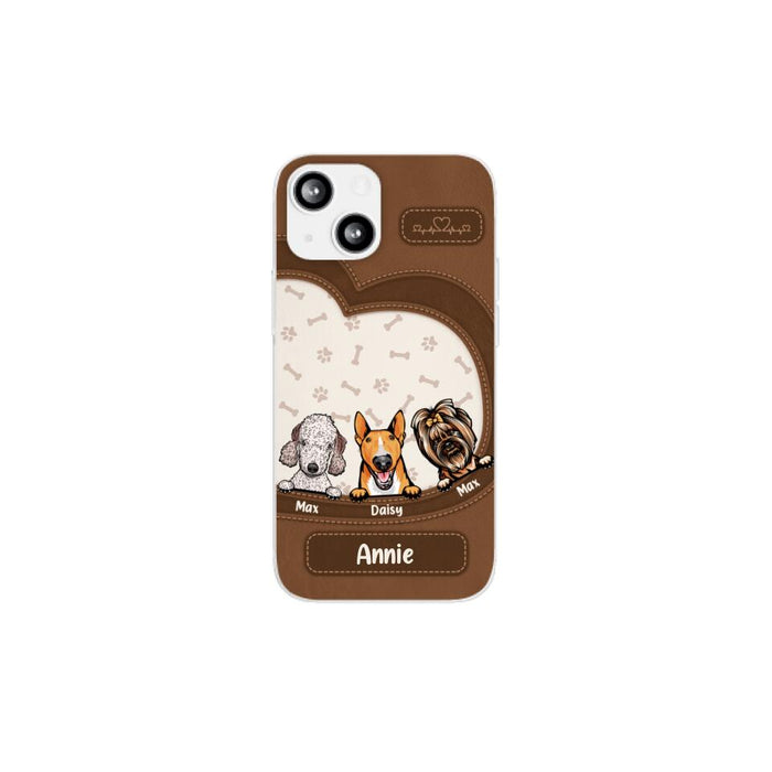 Leather Pattern Dog Mom - Personalized Gifts for Custom Dog Phone Case for Dog Mom, Dog Lovers