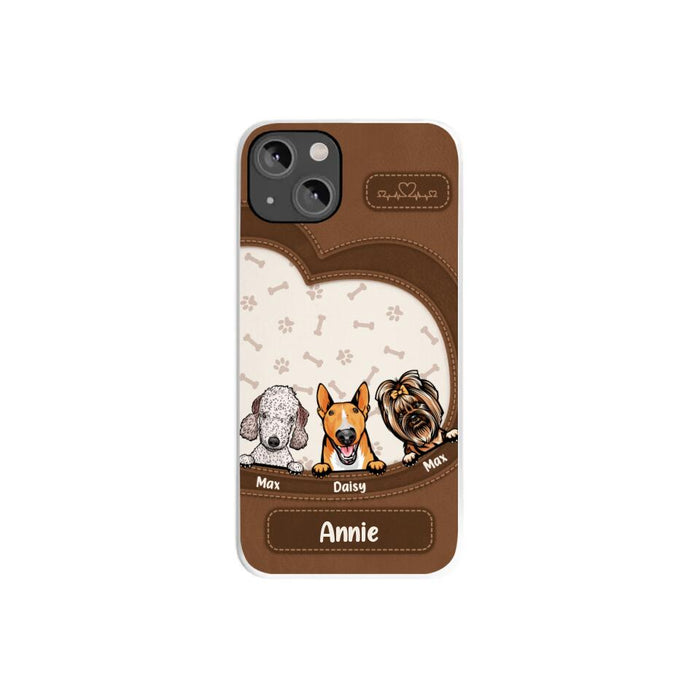 Leather Pattern Dog Mom - Personalized Gifts for Custom Dog Phone Case for Dog Mom, Dog Lovers