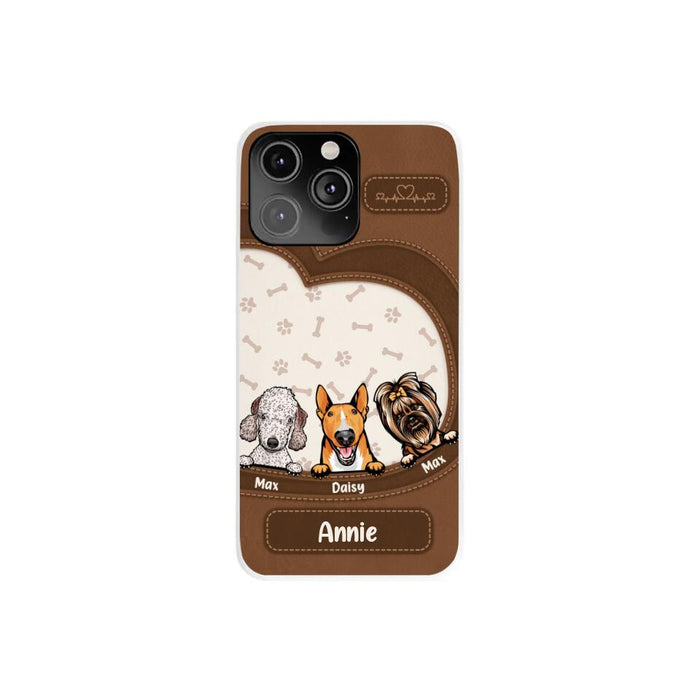 Leather Pattern Dog Mom - Personalized Gifts for Custom Dog Phone Case for Dog Mom, Dog Lovers