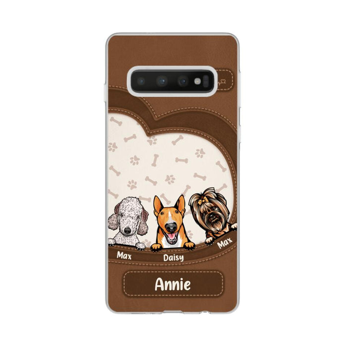 Leather Pattern Dog Mom - Personalized Gifts for Custom Dog Phone Case for Dog Mom, Dog Lovers