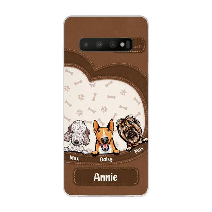 Leather Pattern Dog Mom - Personalized Gifts for Custom Dog Phone Case for Dog Mom, Dog Lovers