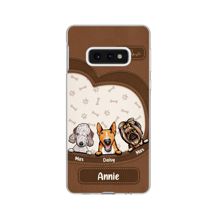 Leather Pattern Dog Mom - Personalized Gifts for Custom Dog Phone Case for Dog Mom, Dog Lovers