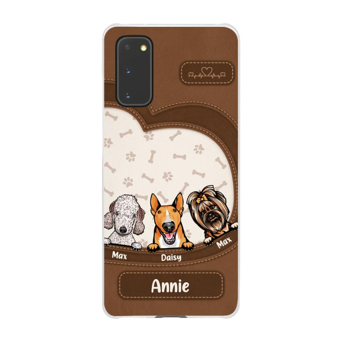 Leather Pattern Dog Mom - Personalized Gifts for Custom Dog Phone Case for Dog Mom, Dog Lovers