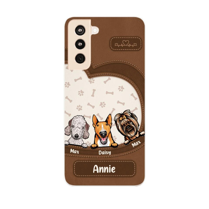 Leather Pattern Dog Mom - Personalized Gifts for Custom Dog Phone Case for Dog Mom, Dog Lovers