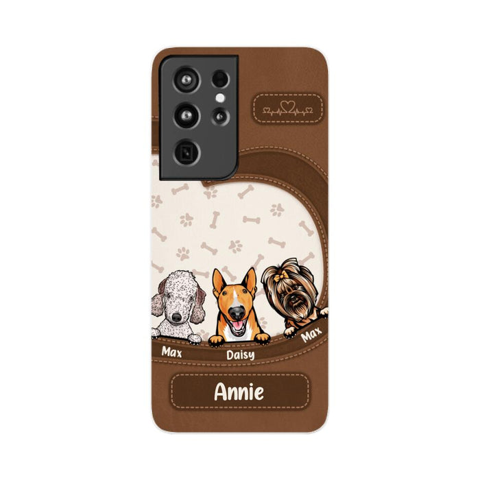 Leather Pattern Dog Mom - Personalized Gifts for Custom Dog Phone Case for Dog Mom, Dog Lovers