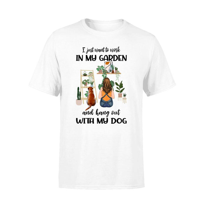 Personalized Shirt, A Girl Gardening With Dogs, Gift For Gardeners, Gift For Dog Lovers