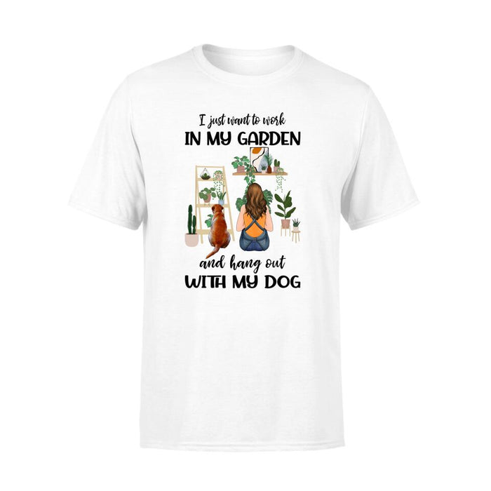 Personalized Shirt, A Girl Gardening With Dogs, Gift For Gardeners, Gift For Dog Lovers