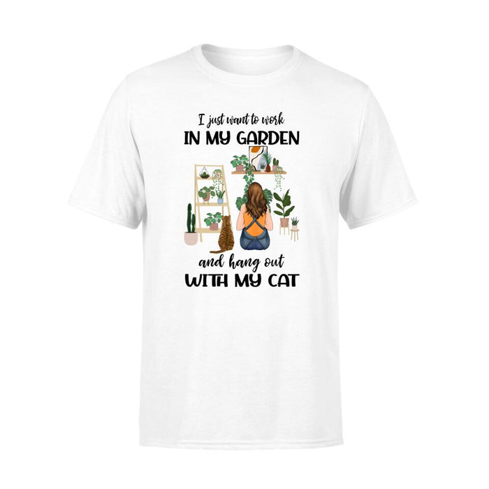 Personalized Shirt, A Girl Gardening With Cats, Gift For Gardeners, Gift For Cat Lovers