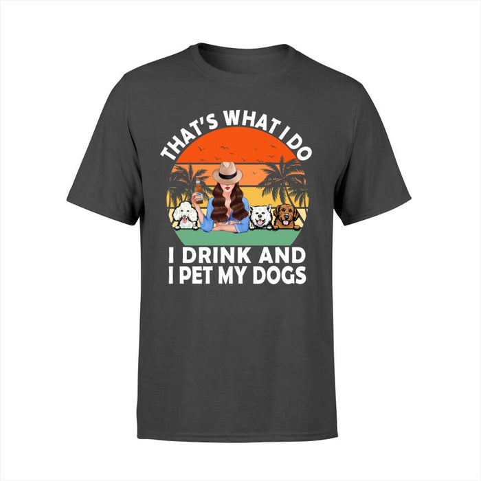 Personalized Shirt, A Girl Drinking With Funny Dogs, Gift For Dog Lovers