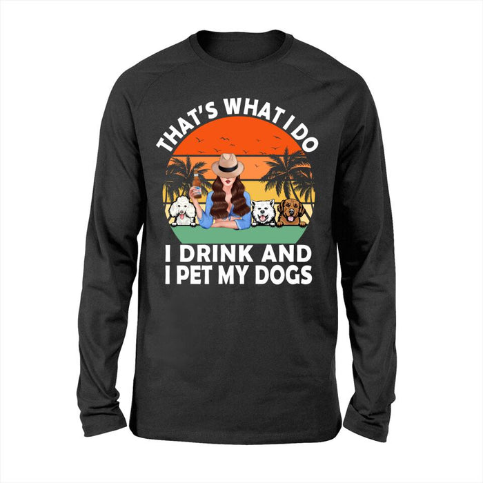 Personalized Shirt, A Girl Drinking With Funny Dogs, Gift For Dog Lovers