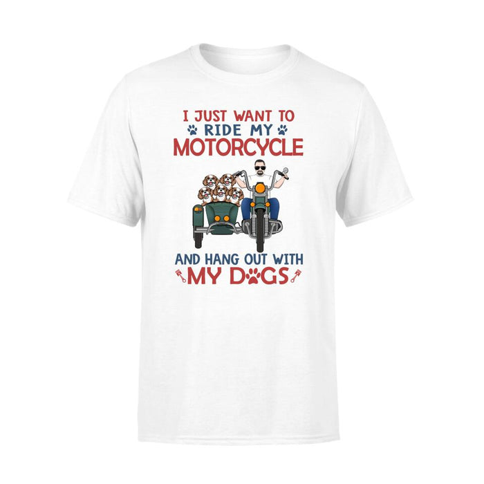 Personalized Shirt, I Just Want to Ride My Motorcycle and Hang Out with My Dogs, Gift For Dog Lovers