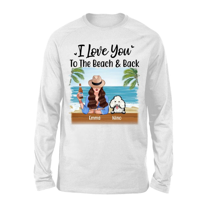 Personalized Shirt, Beach Girl With Peeking Dogs, Gift For Beach Lovers And Dog Lovers