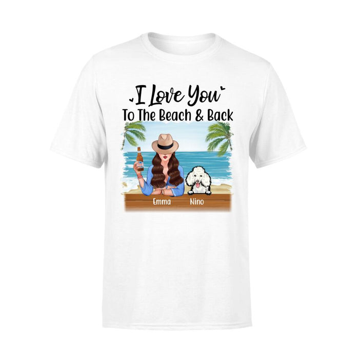 Personalized Shirt, Beach Girl With Peeking Dogs, Gift For Beach Lovers And Dog Lovers