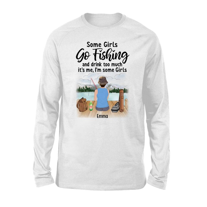 Personalized Shirt, Girl Fishing And Drinking, Gift For Fishers