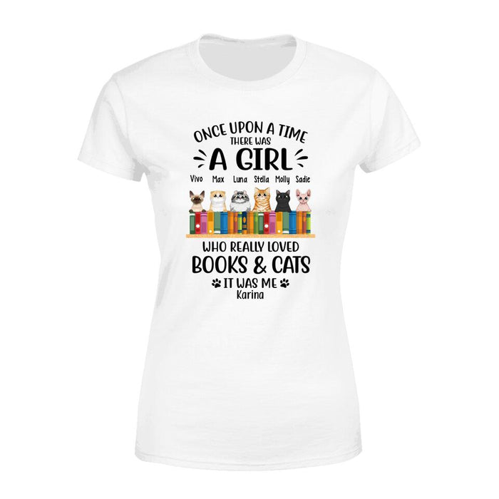 Personalized Shirt, A Girl Really Loved Books And Cats, Gift For Book Lovers And Cat Lovers