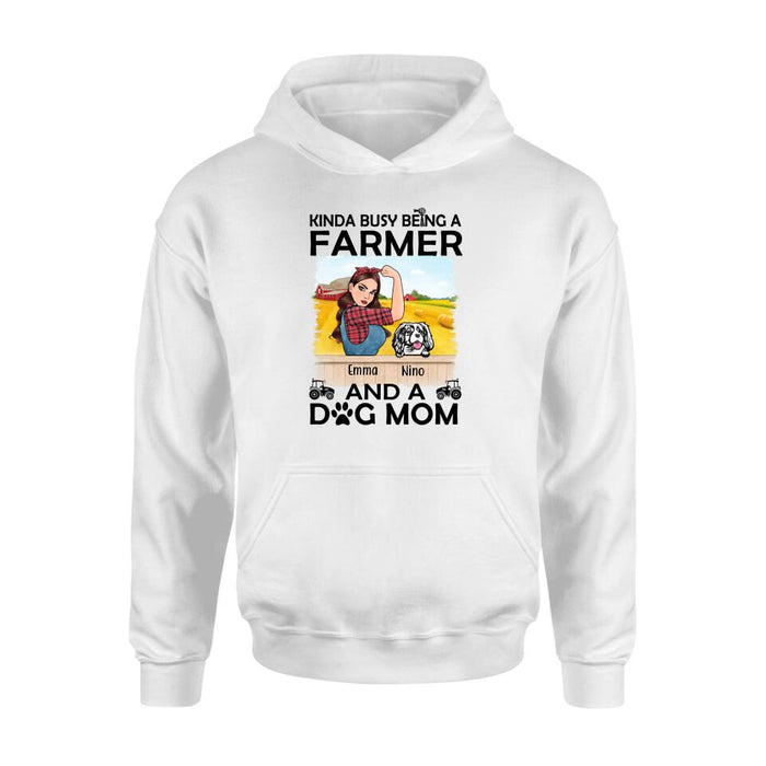 Kinda Busy Being a Farmer and a Dog Mom - Personalized Gifts Custom Shirt for Farmers and Dog Lovers