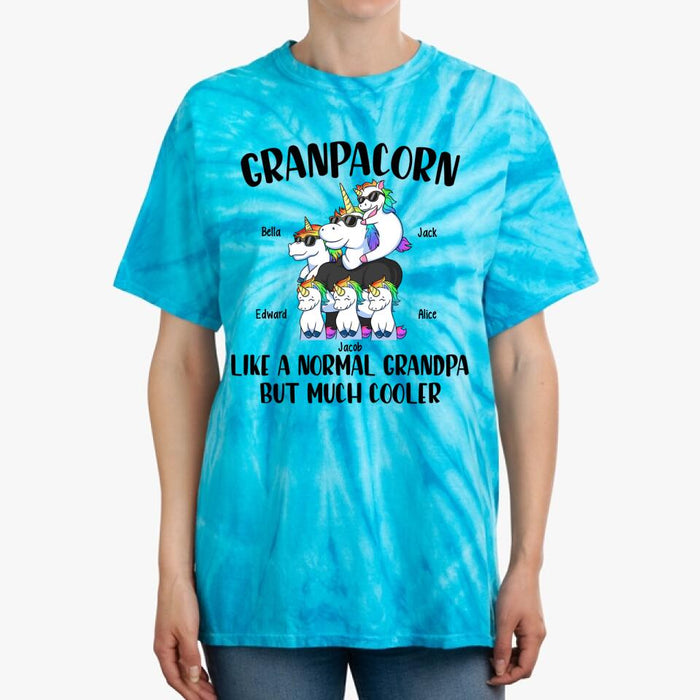 Personalized Shirt, Grandpacorn Like A Normal Granpa But Much Cooler, Up To 5 Kids, Gift For Dad, Grandpa, Uncle