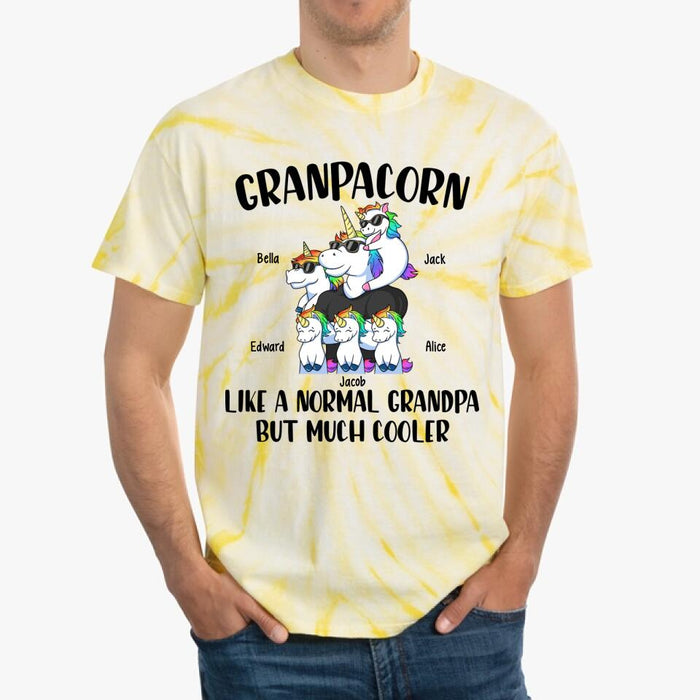 Personalized Shirt, Grandpacorn Like A Normal Granpa But Much Cooler, Up To 5 Kids, Gift For Dad, Grandpa, Uncle