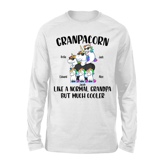 Personalized Shirt, Grandpacorn Like A Normal Granpa But Much Cooler, Up To 5 Kids, Gift For Dad, Grandpa, Uncle