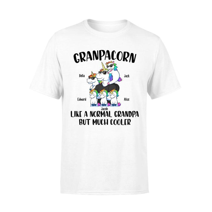 Personalized Shirt, Grandpacorn Like A Normal Granpa But Much Cooler, Up To 5 Kids, Gift For Dad, Grandpa, Uncle