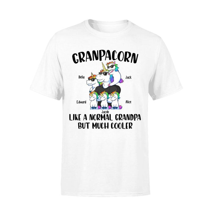 Personalized Shirt, Grandpacorn Like A Normal Granpa But Much Cooler, Up To 5 Kids, Gift For Dad, Grandpa, Uncle