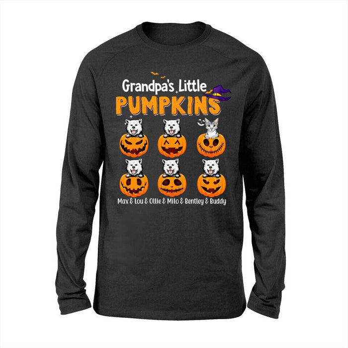 Grandpa's Little Pumpkins - Halloween Personalized Gifts Custom Shirt for Dog and Cat Lovers