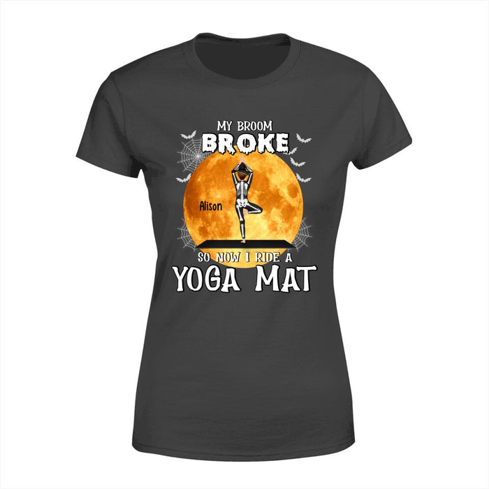 Personalized Shirt, My Broom Broke So Now I Ride A Yoga Mat, Gift For Yoga Lovers