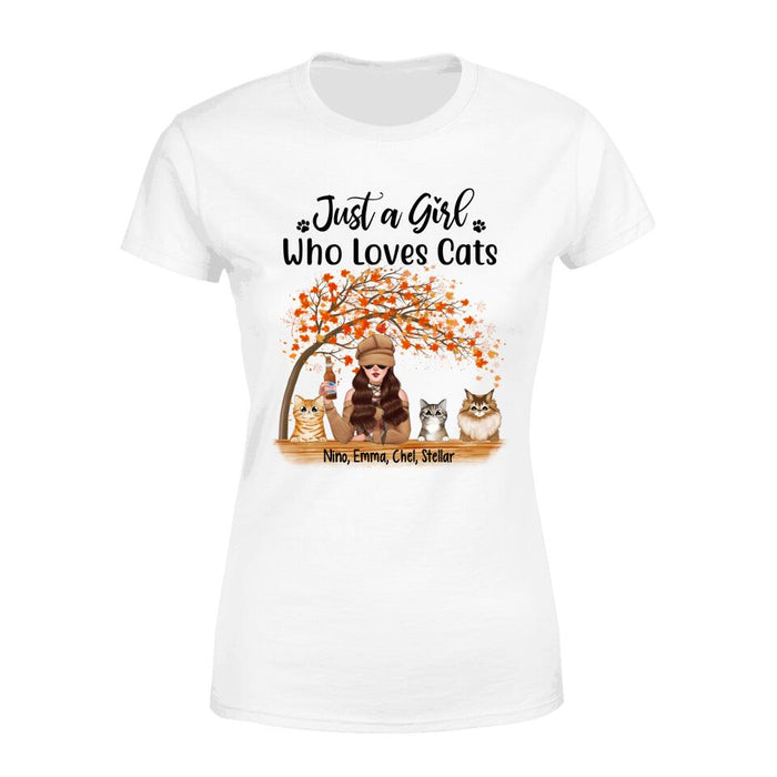 Personalized Shirt, Just A Girl Who Loves Cat - Fall Gift, Gift For Cat Lovers