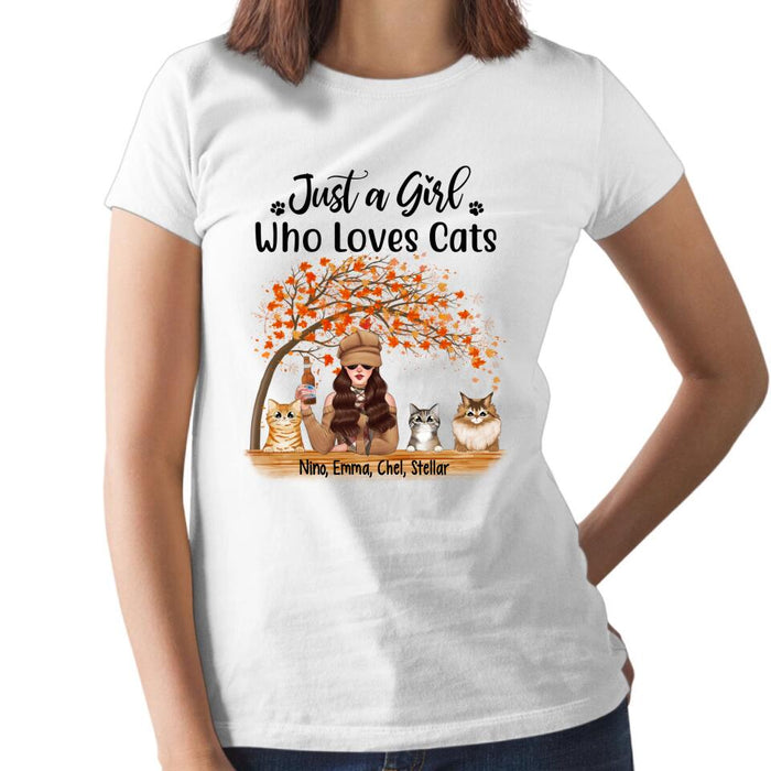 Personalized Shirt, Just A Girl Who Loves Cat - Fall Gift, Gift For Cat Lovers