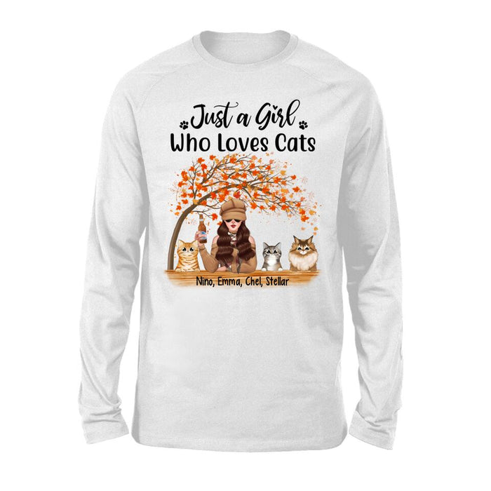 Personalized Shirt, Just A Girl Who Loves Cat - Fall Gift, Gift For Cat Lovers