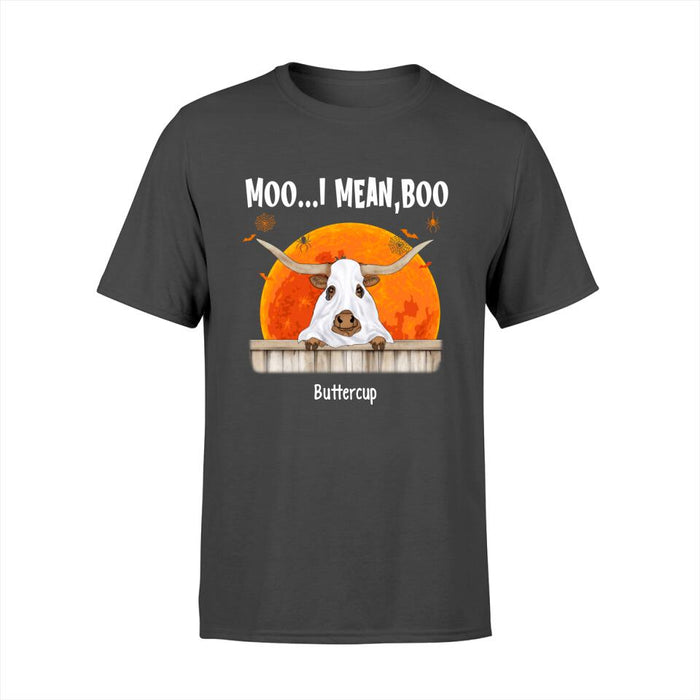 Personalized Shirt, Up To 3 Cows, Moo I Mean Boo, Hallween Gift For Cow Lovers, Farmers