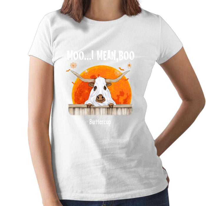 Personalized Shirt, Up To 3 Cows, Moo I Mean Boo, Hallween Gift For Cow Lovers, Farmers