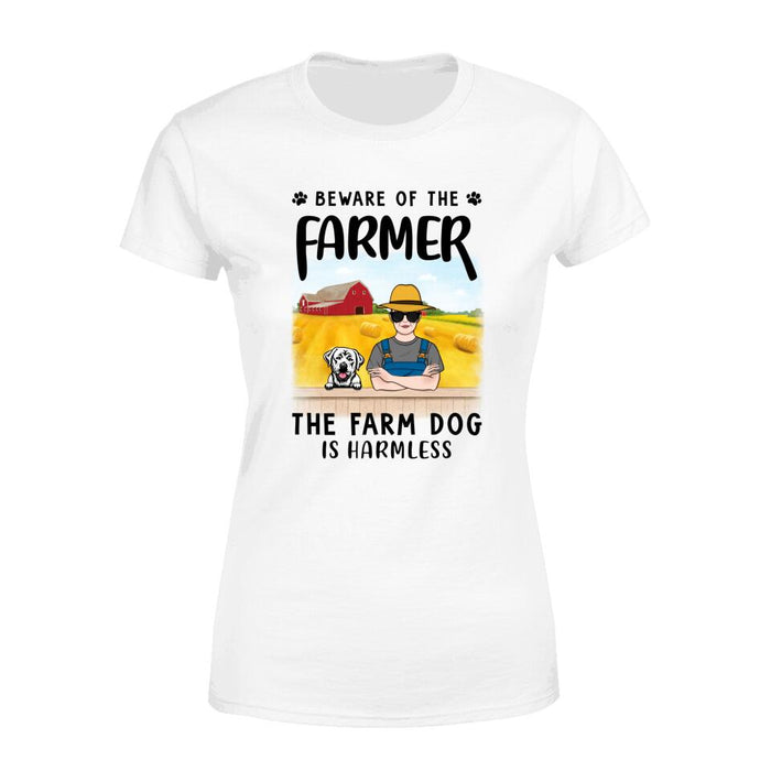 Personalized Shirt, Beware Of The Farmer The Farm Dog Is Harmless, Gifts For Farmers, Gifts For Dog Lovers