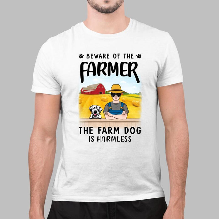 Personalized Shirt, Beware Of The Farmer The Farm Dog Is Harmless, Gifts For Farmers, Gifts For Dog Lovers