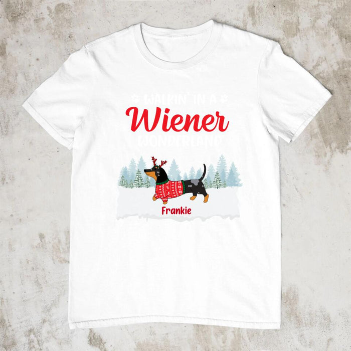 Personalized Shirt, Walkin' in a Wiener Wonderland, Christmas Gift For Dog Lovers