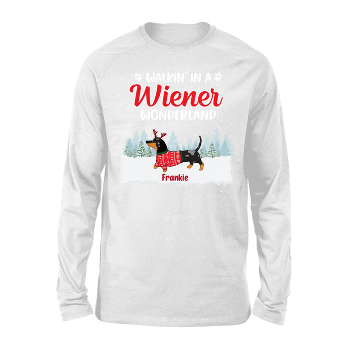 Personalized Shirt, Walkin' in a Wiener Wonderland, Christmas Gift For Dog Lovers