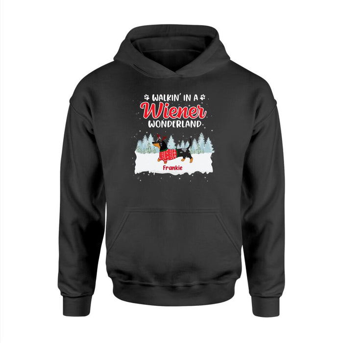 Personalized Shirt, Walkin' in a Wiener Wonderland, Christmas Gift For Dog Lovers