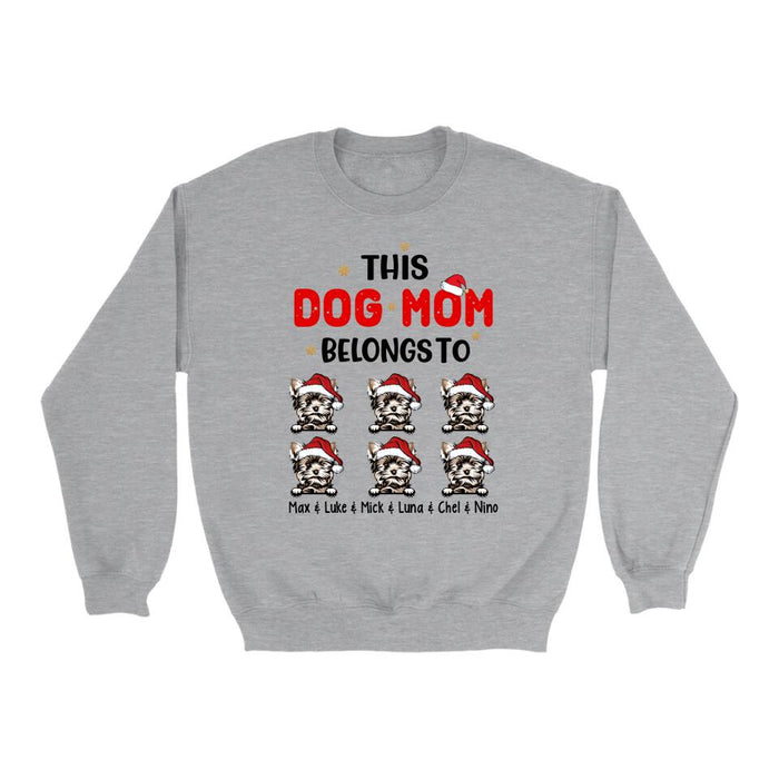 This Dog Mom Belongs To - Christmas Personalized Gifts Custom Dog Shirt for Dog Mom, Dog Lovers