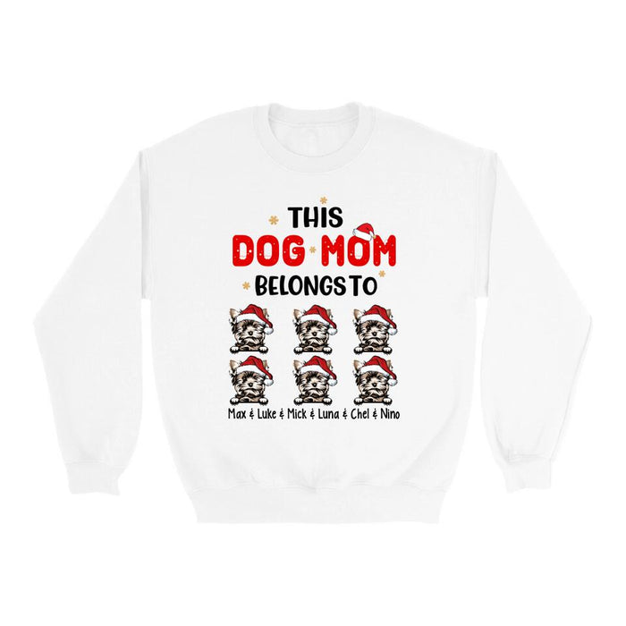 This Dog Mom Belongs To - Christmas Personalized Gifts Custom Dog Shirt for Dog Mom, Dog Lovers