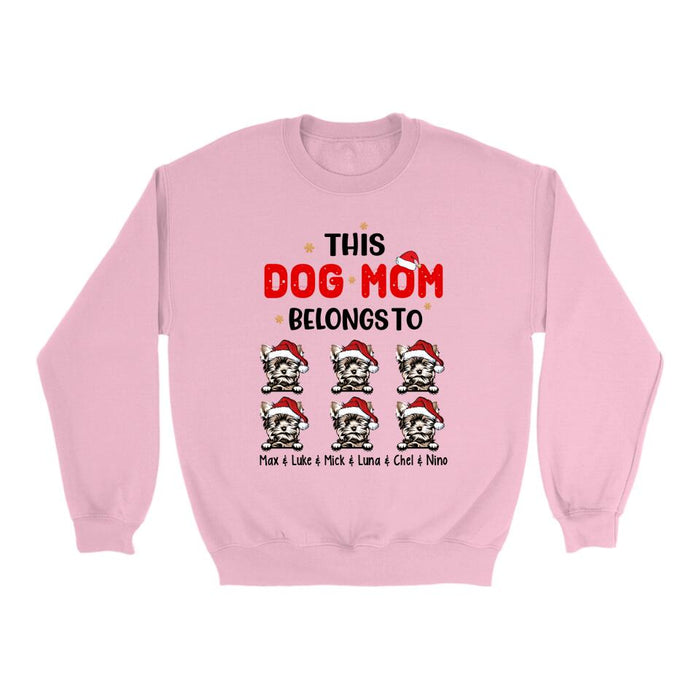 This Dog Mom Belongs To - Christmas Personalized Gifts Custom Dog Shirt for Dog Mom, Dog Lovers