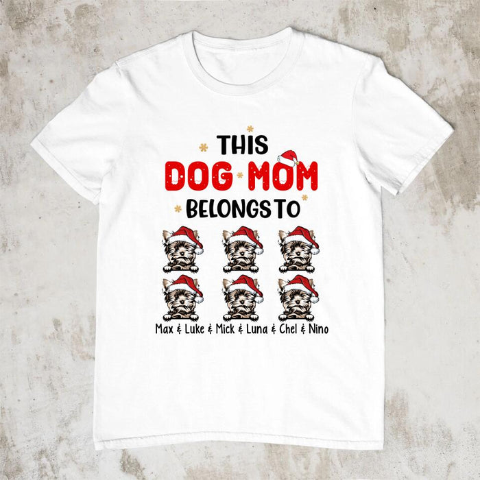 This Dog Mom Belongs To - Christmas Personalized Gifts Custom Dog Shirt for Dog Mom, Dog Lovers