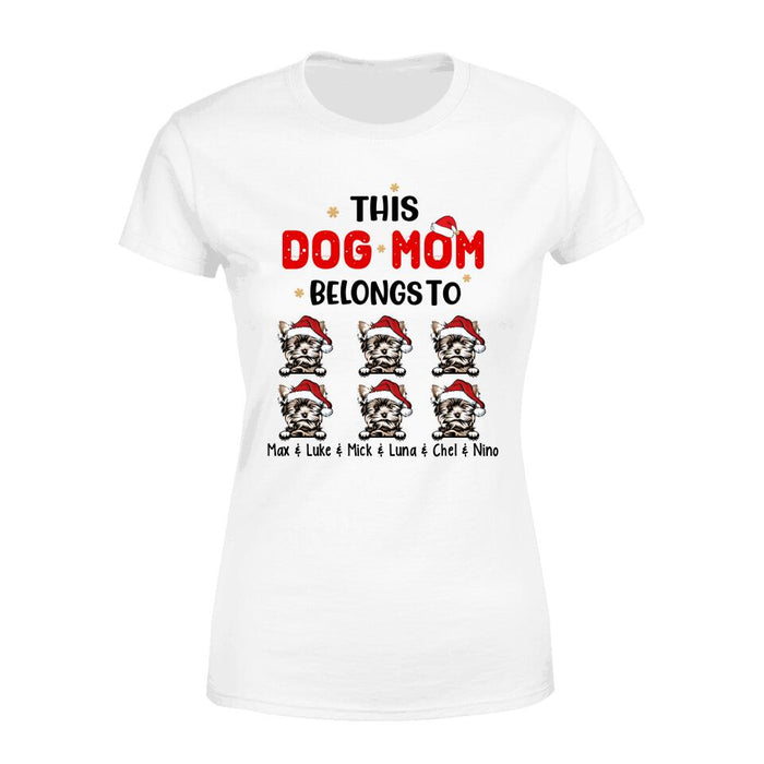 This Dog Mom Belongs To - Christmas Personalized Gifts Custom Dog Shirt for Dog Mom, Dog Lovers