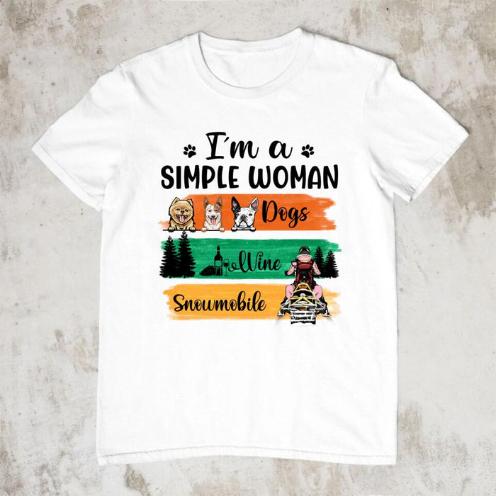 I'm A Simple Woman - Personalized Shirt For Her, Snowmobiling