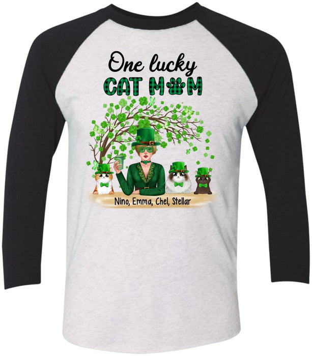 One Lucky Cat Mom - Personalized Gifts Custom Cat Shirt for Cat Mom, Cat Lovers