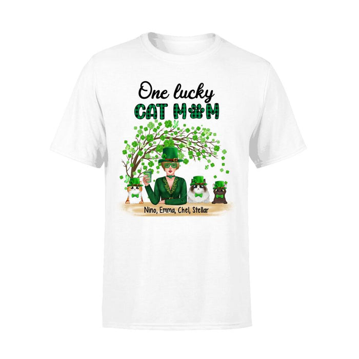 One Lucky Cat Mom - Personalized Gifts Custom Cat Shirt for Cat Mom, Cat Lovers