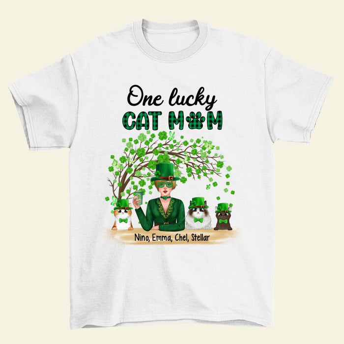 One Lucky Cat Mom - Personalized Gifts Custom Cat Shirt for Cat Mom, Cat Lovers