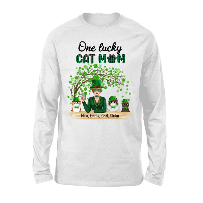 One Lucky Cat Mom - Personalized Gifts Custom Cat Shirt for Cat Mom, Cat Lovers