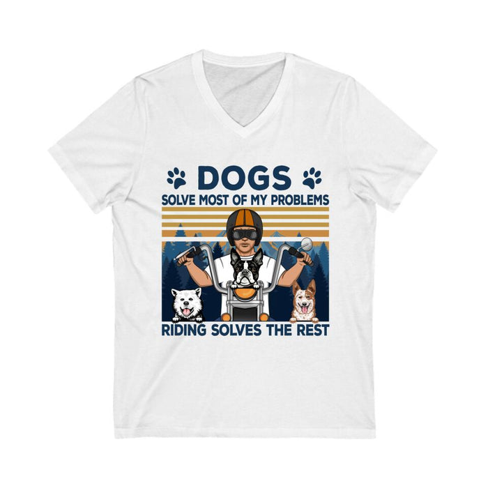 Biker Man And His Dogs - Personalized Shirt For Him, Dog Lovers, Motorcycle Lovers