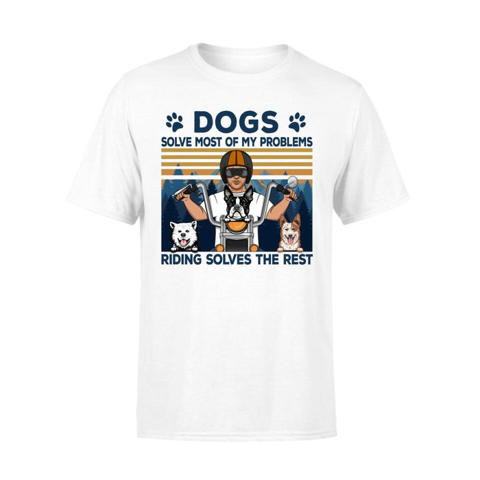 Biker Man And His Dogs - Personalized Shirt For Him, Dog Lovers, Motorcycle Lovers